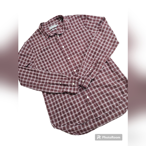 Vince Other - Vince. Men's Classic Fit Plaid Button Down Shirt Size Med Maroon White Pockets‎
